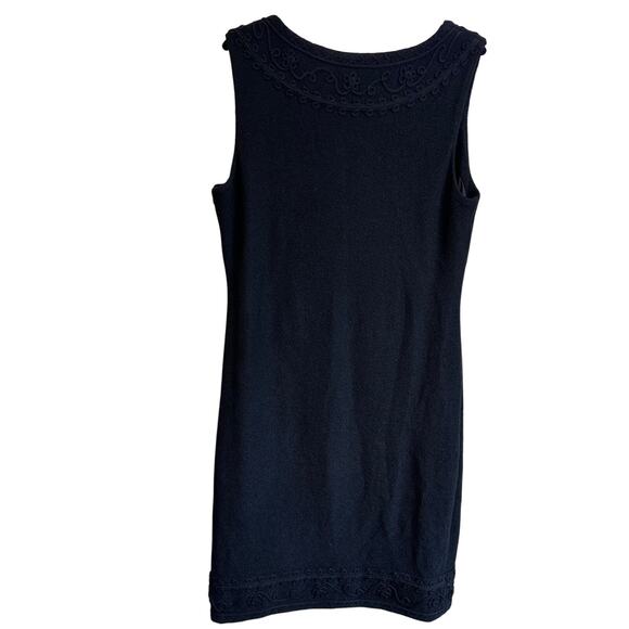 St. John Couture Santana Knit Sz 12 Black Square Neck Shift Knee Dress Formal - Picture 6 of 7